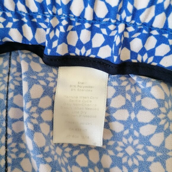 Talbots Womens Blue & White Mykonos Stretchy Waist Wide Leg Ankle Pants Size M - Picture 6 of 8